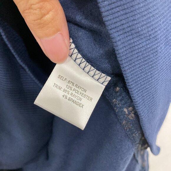 New Jane and Delancey Medium Navy Metallic Leopard Print Stretch Sweatshirt - Picture 8 of 10